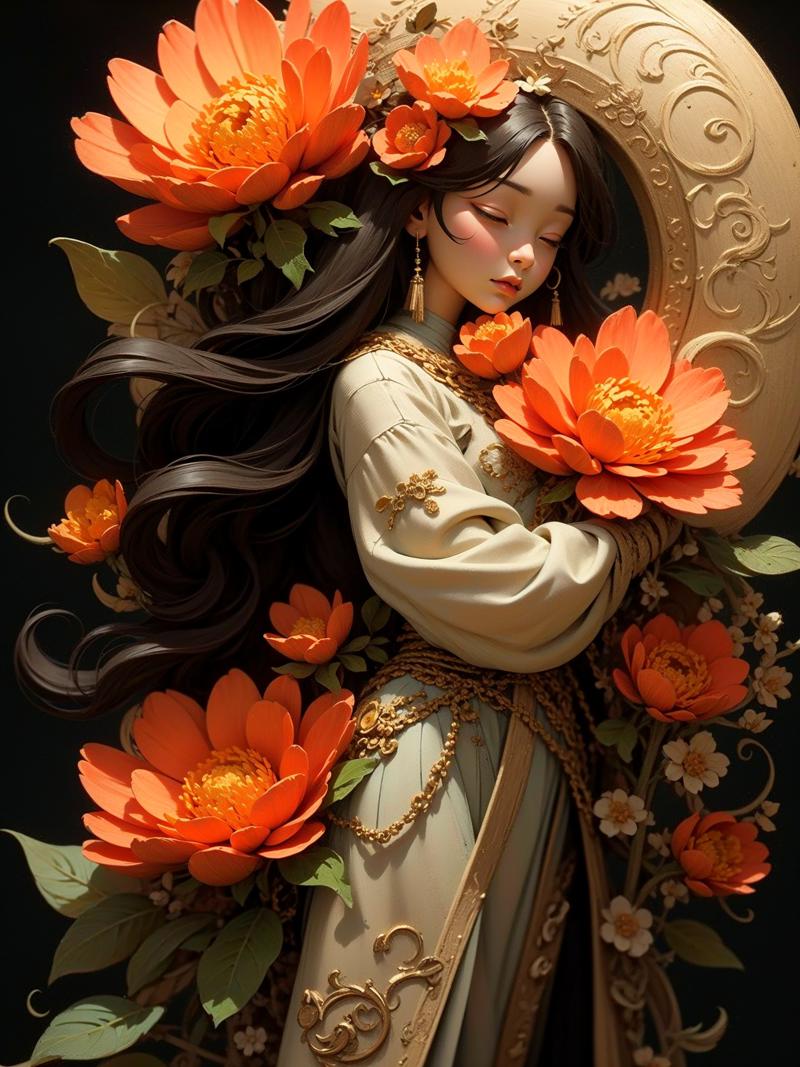 02913-3326923333-1girl, flower, long_hair, solo, closed_eyes, orange_flower, very_long_hair, black_hair.png